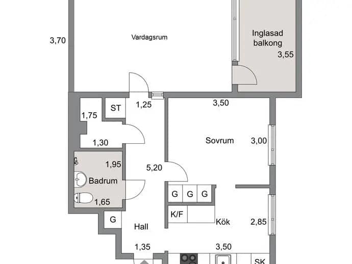 Floor plan for Eleonoragatan 7C