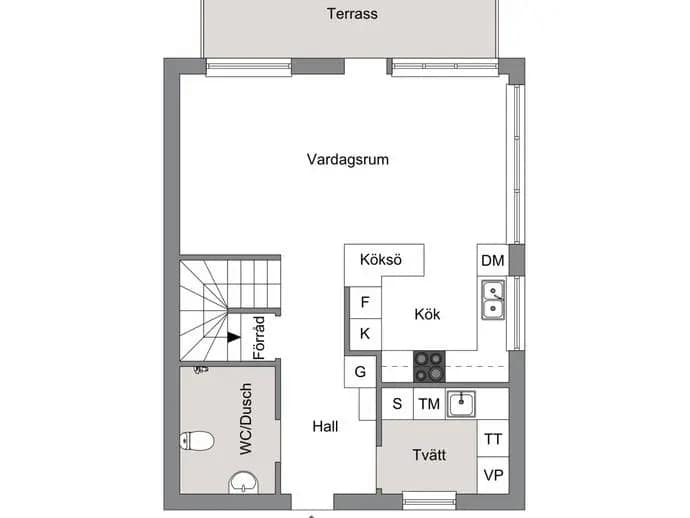 Planritning för Solstigen 34A