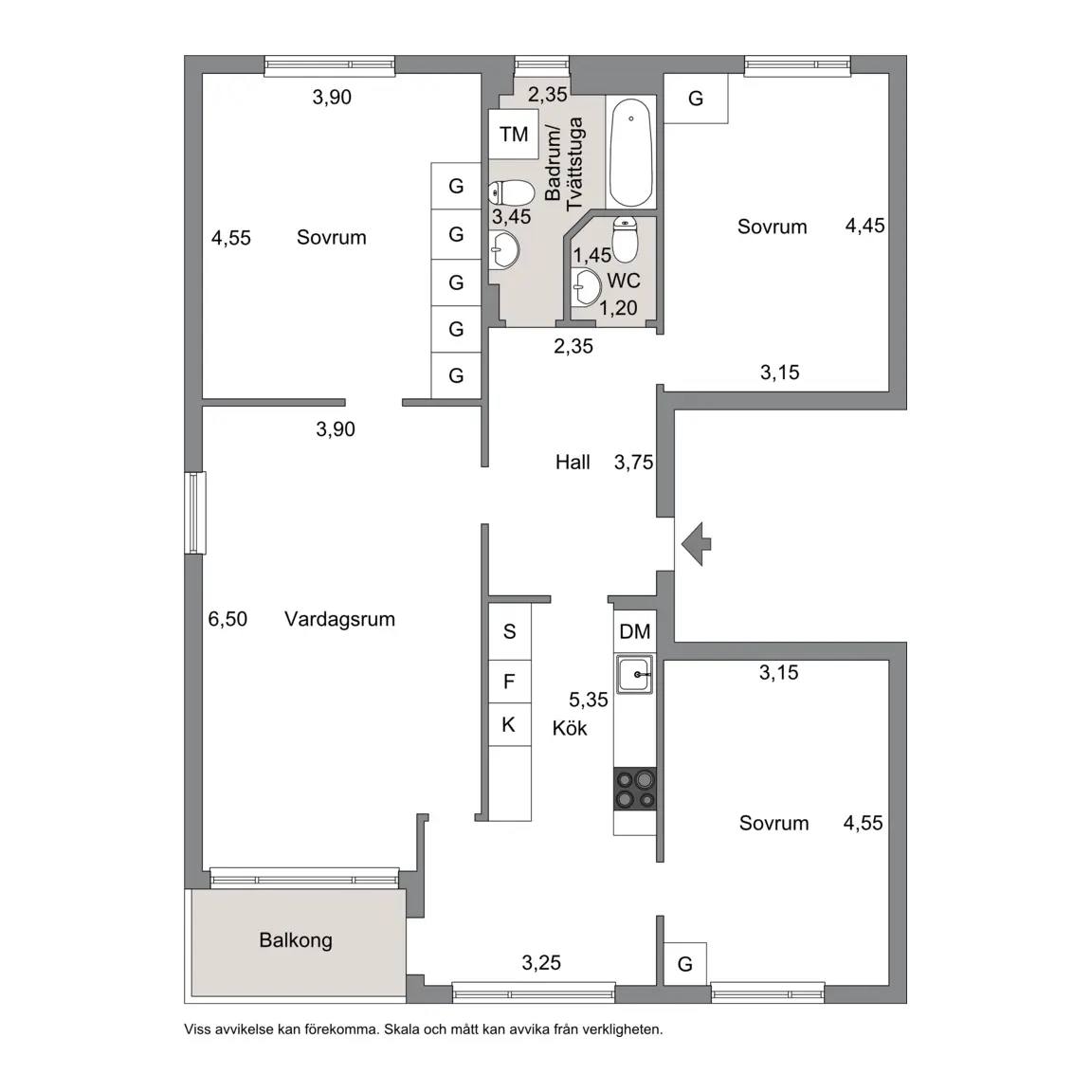 Floor plan for Sägengatan 61