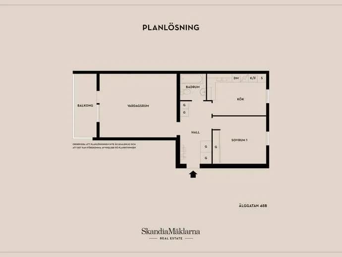 Floor plan for Älggatan 48B