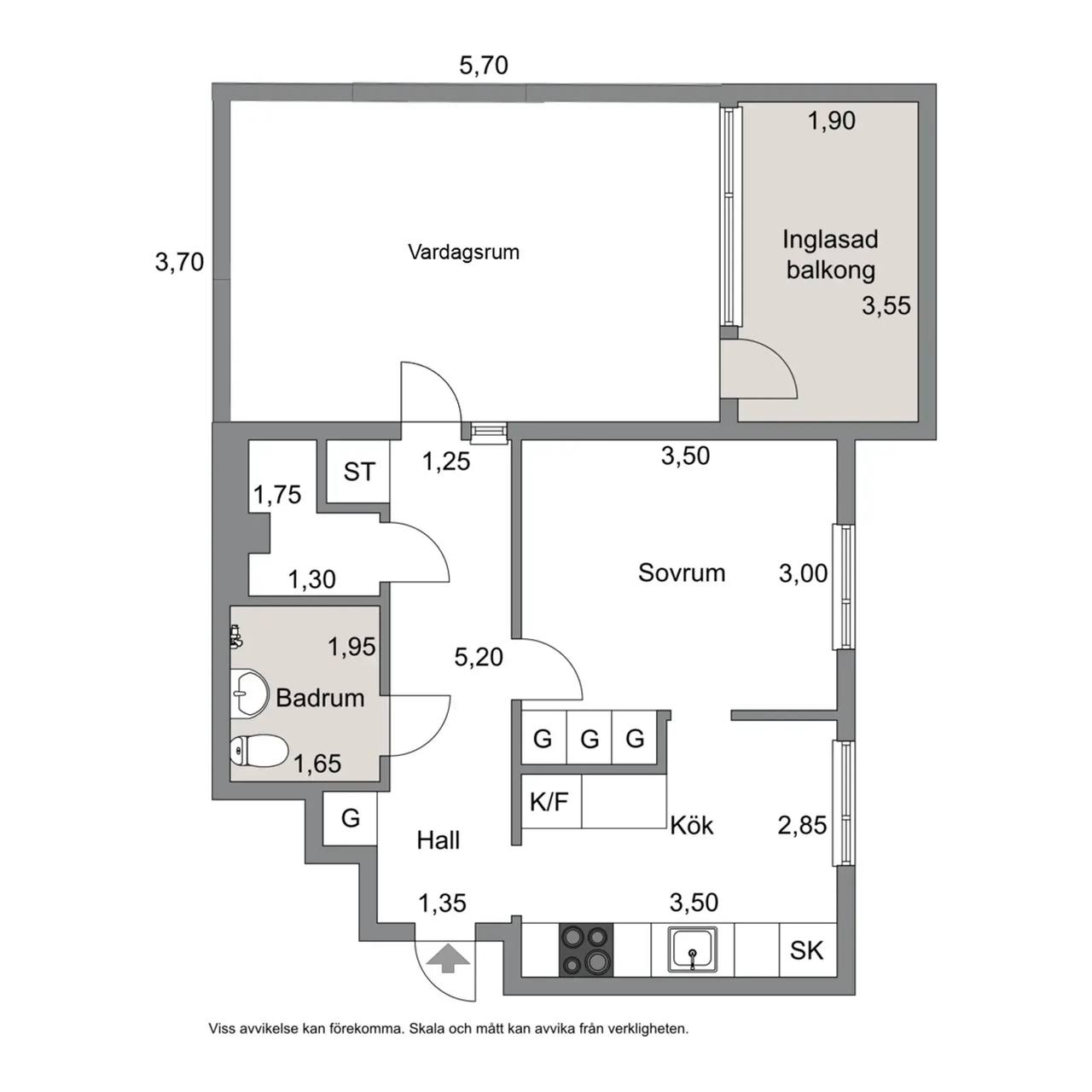 Floor plan for Eleonoragatan 7C
