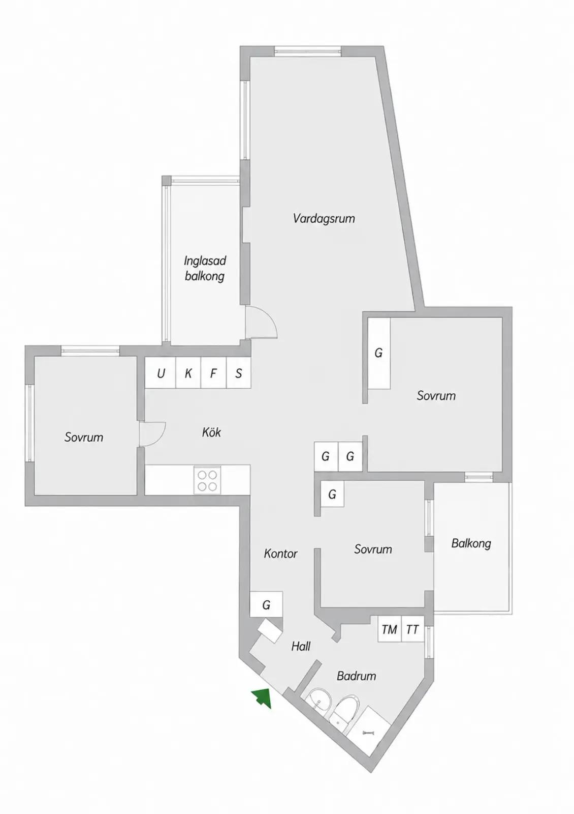 Planritning för Blekegatan 1