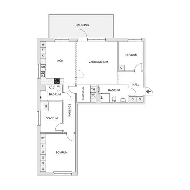 Planritning för Backadalsstigen 8B
