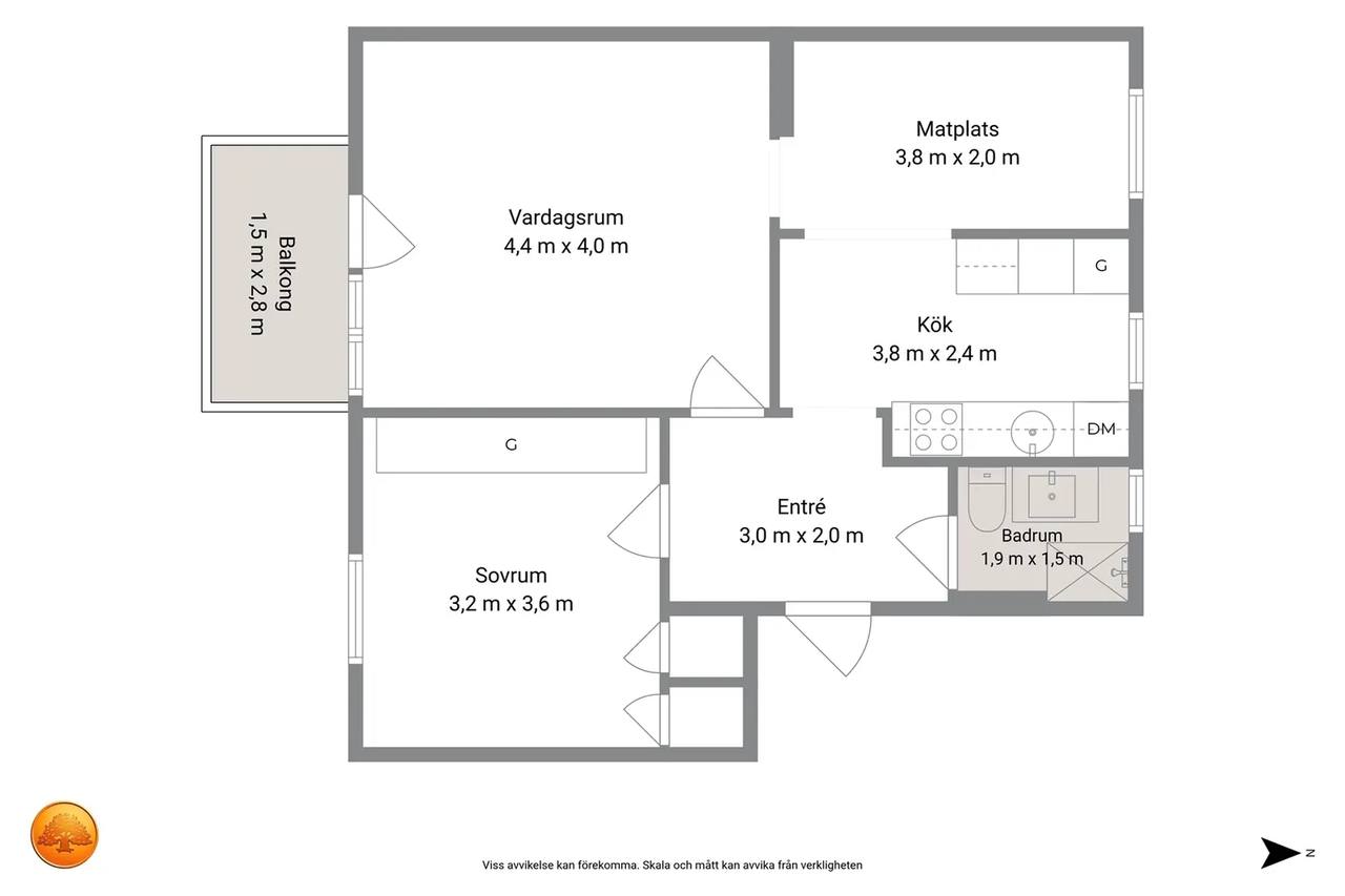 Planritning för Tingstugatan 32B