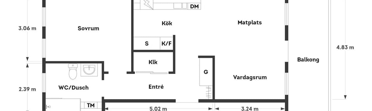 Floor plan for Långängen 4B