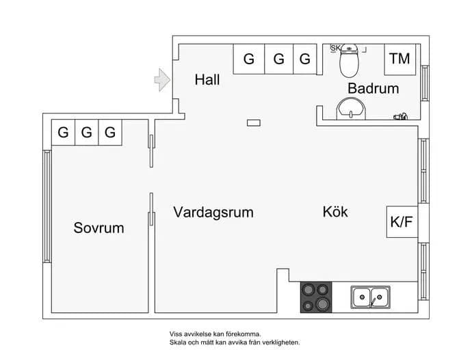 Floor plan for Cedergrensvägen 50, vån 1