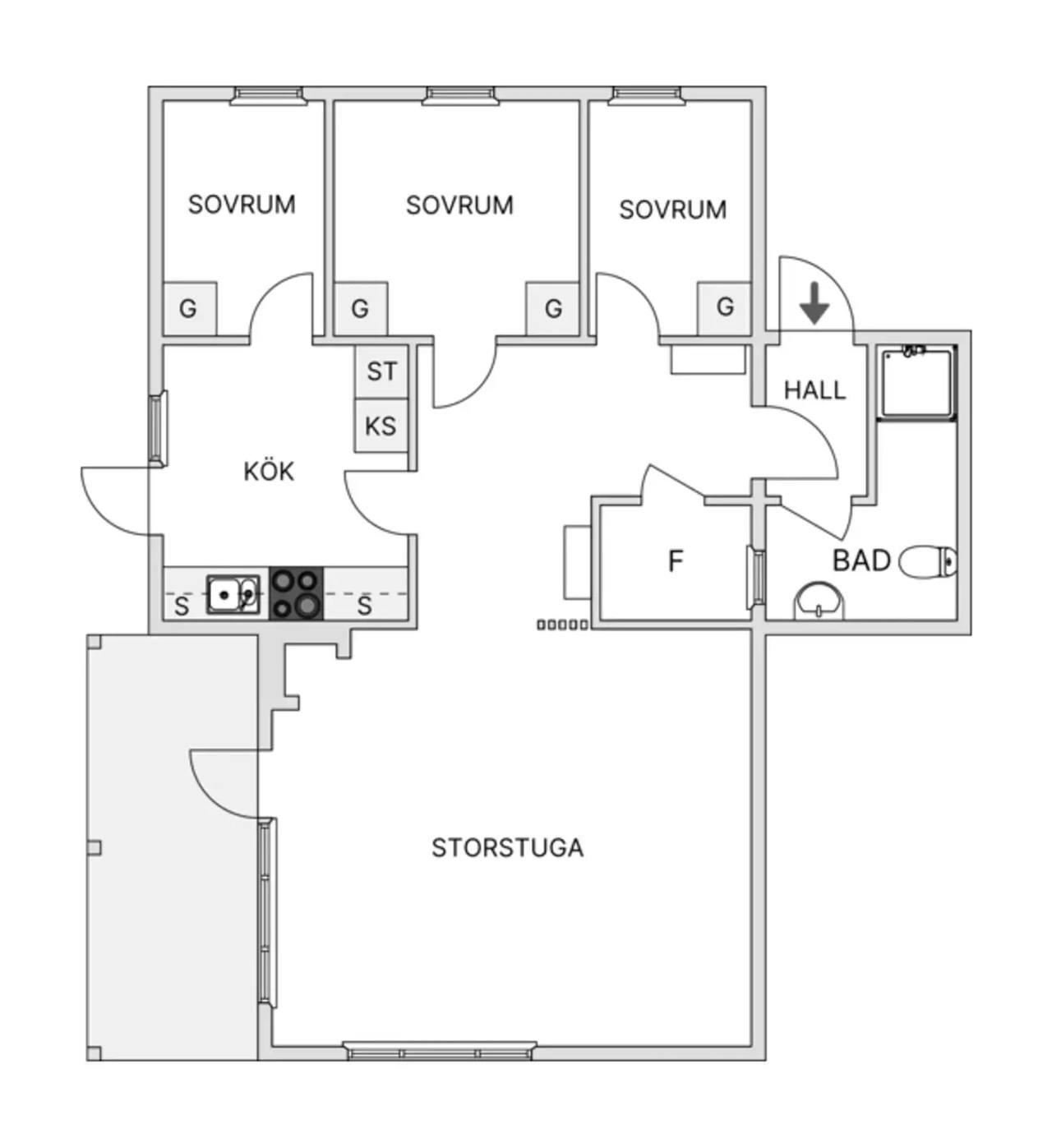 Floor plan for Höggeröd 652