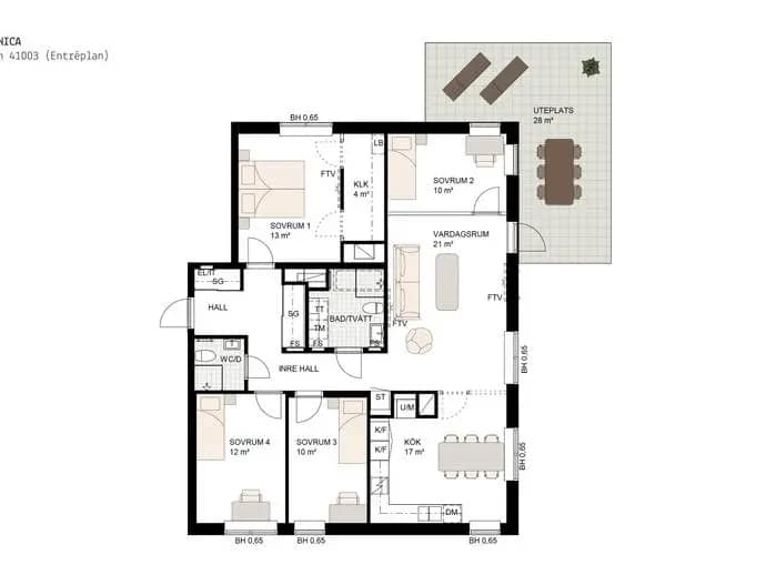 Floor plan for Svärmgatan 13