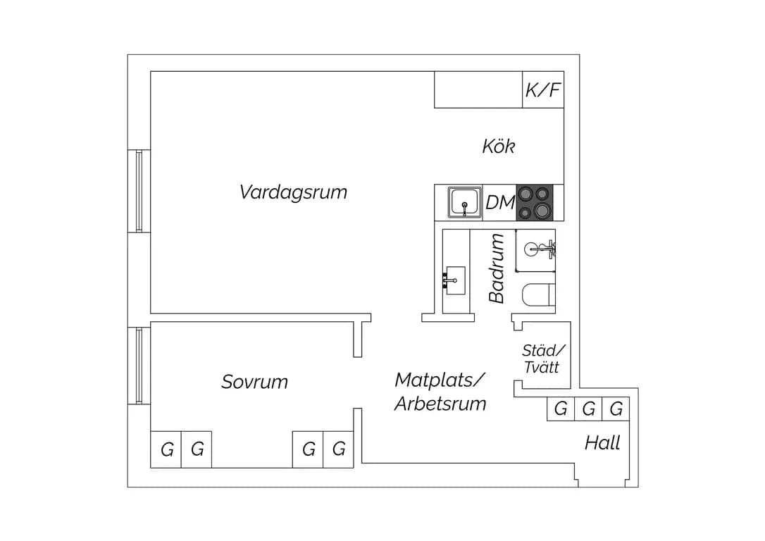 Planritning för Erstagatan 21