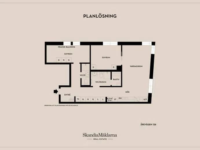 Planritning för Årevägen 126