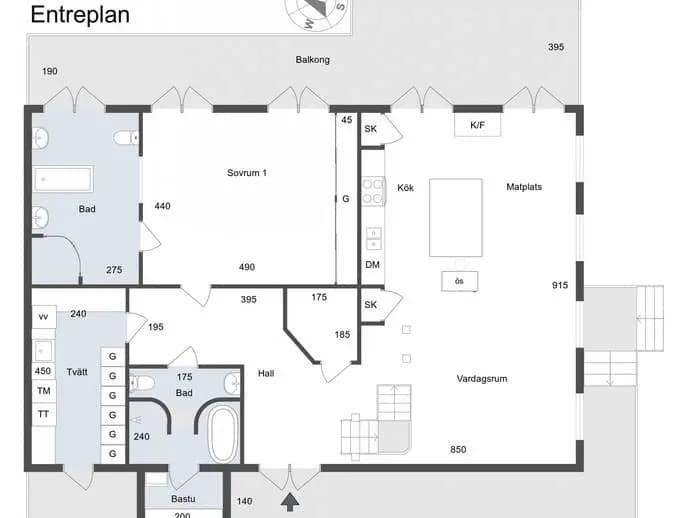 Planritning för Kästadalsvägen 148