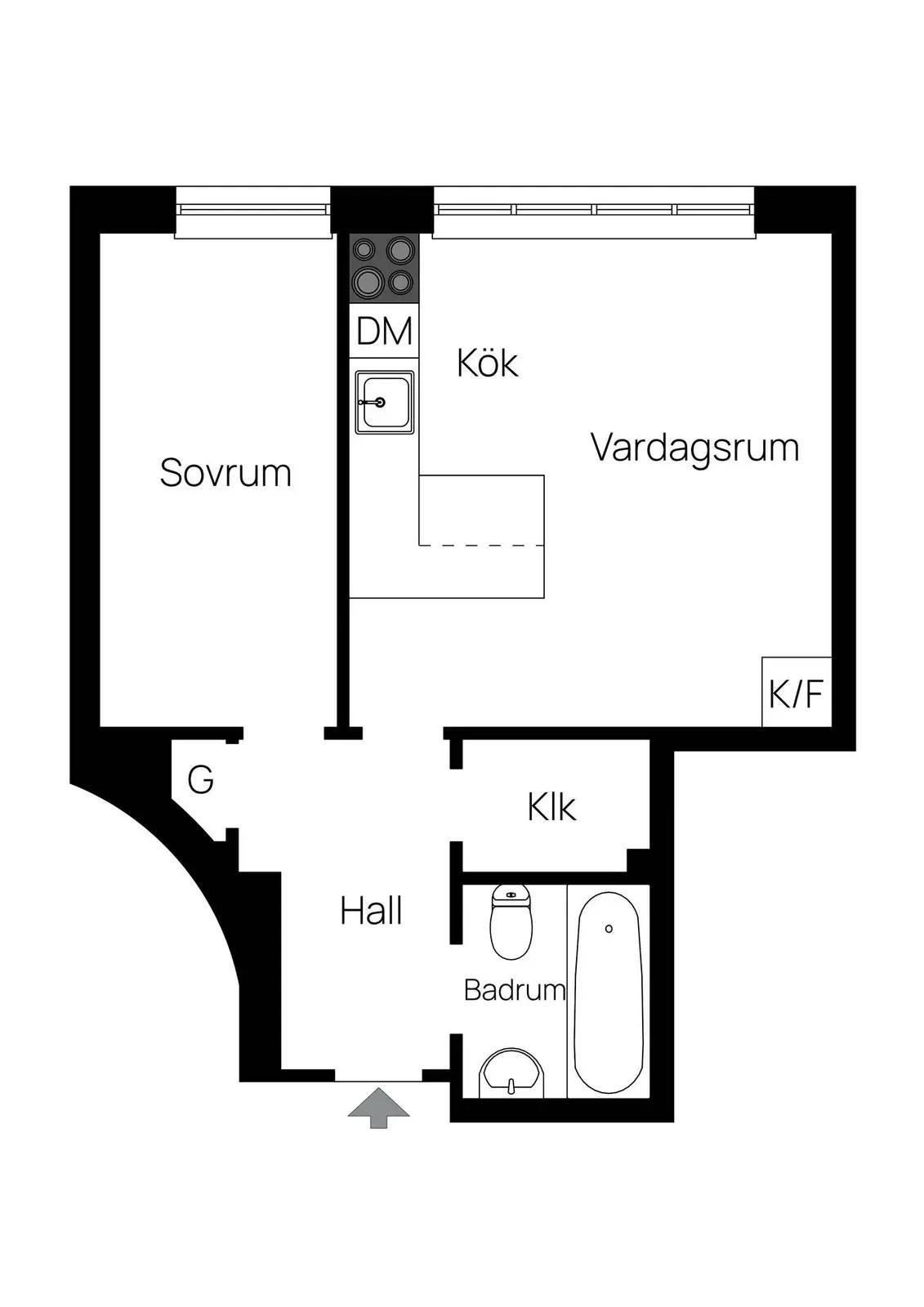 Planritning för Atterbomsvägen 58, 1tr
