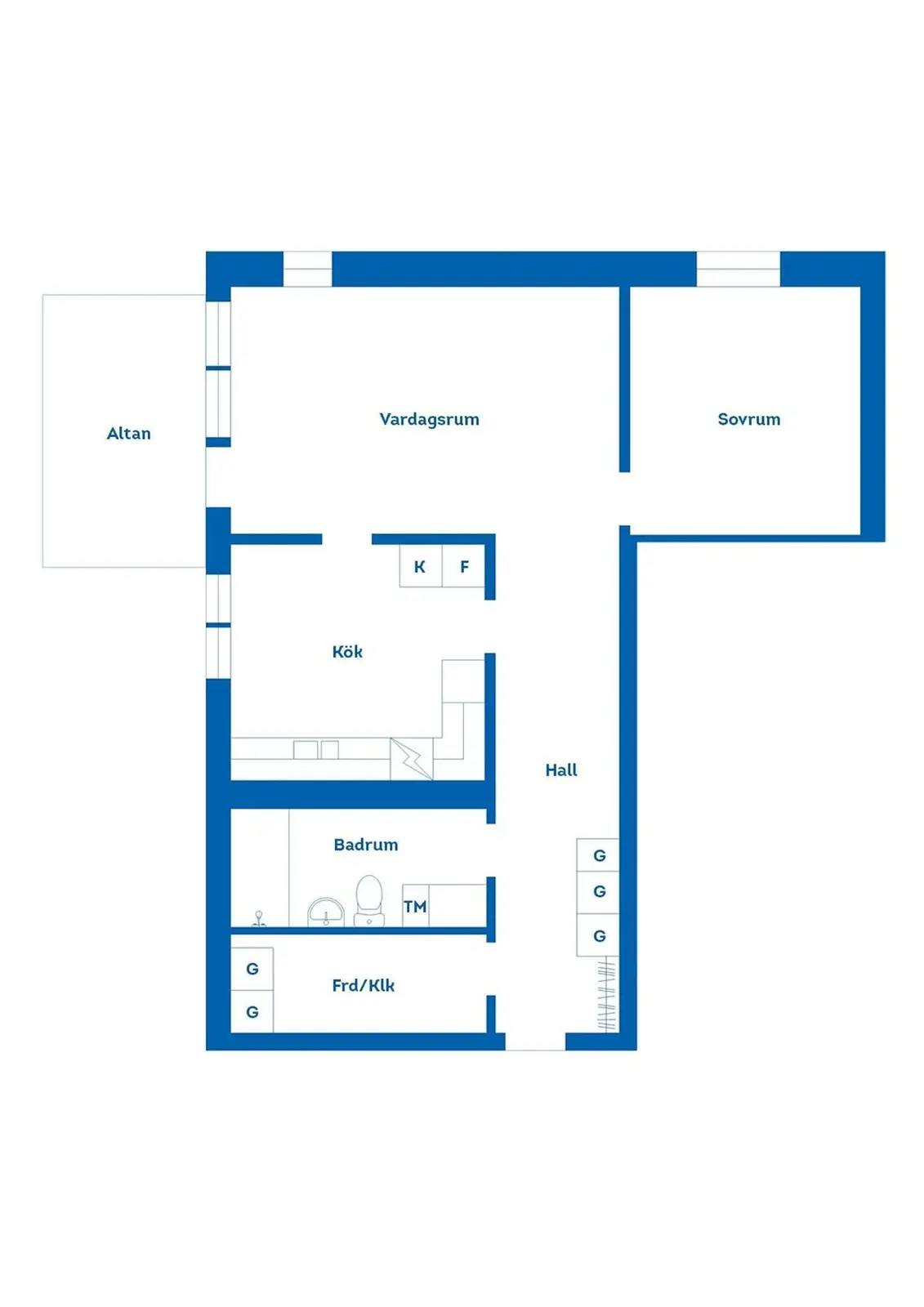 Planritning för Stora Trädgårdsgatan 15B
