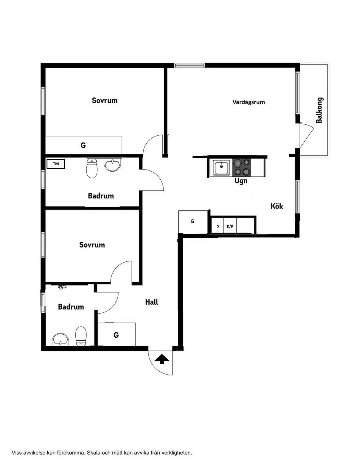 Planritning för Spångbergsvägen 32B
