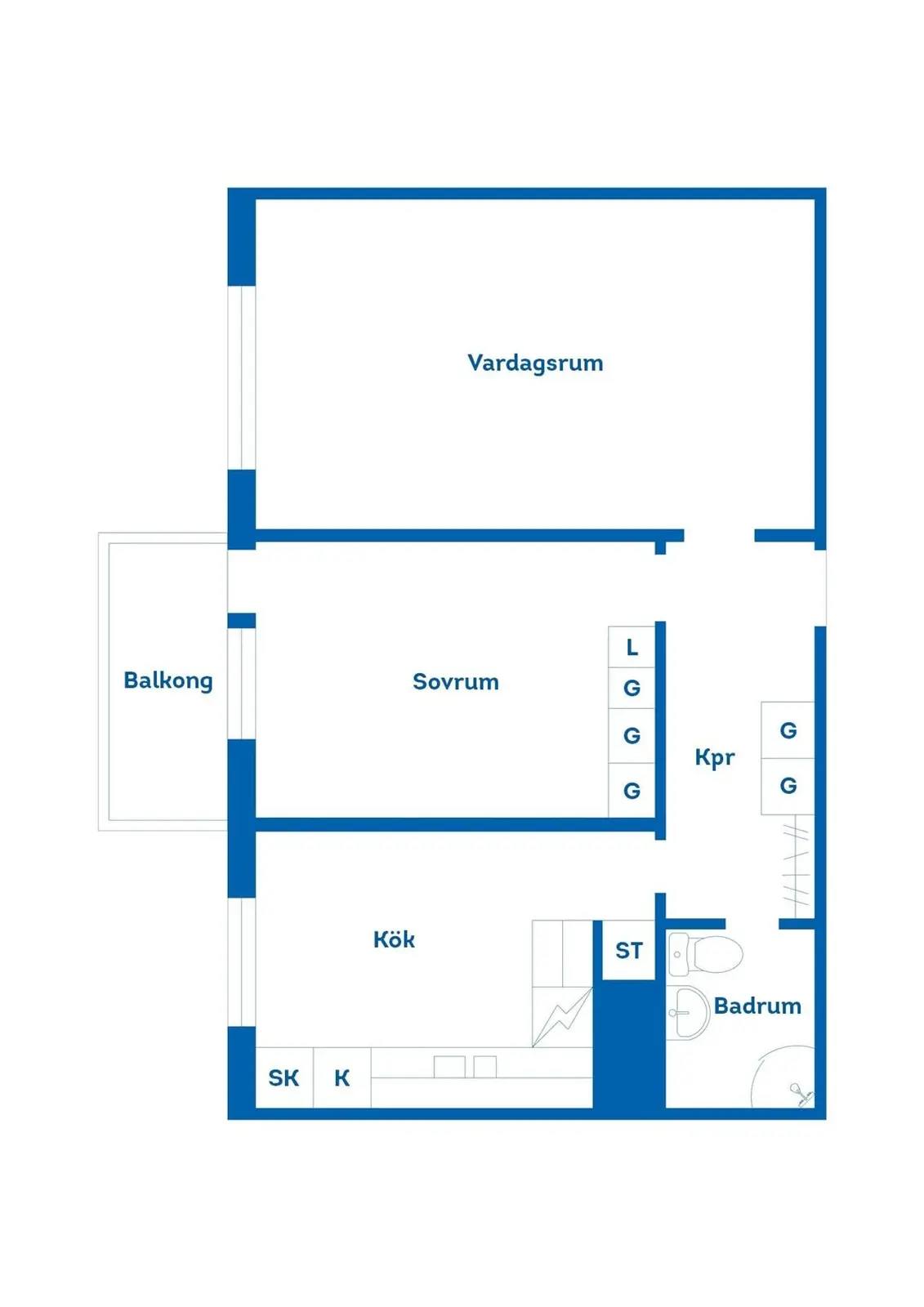 Floor plan for Norra Fogdelyckegatan 51D