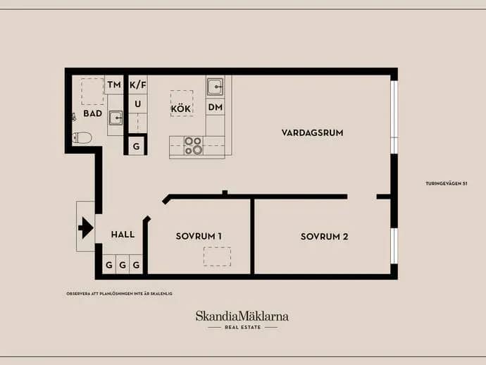 Planritning för Turingevägen 51