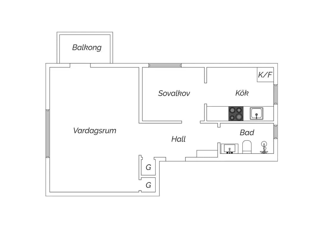 Floor plan for Byggmästaregatan 25D