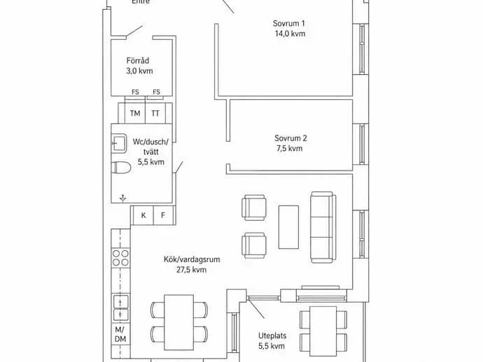 Floor plan for Magistratsvägen 14F