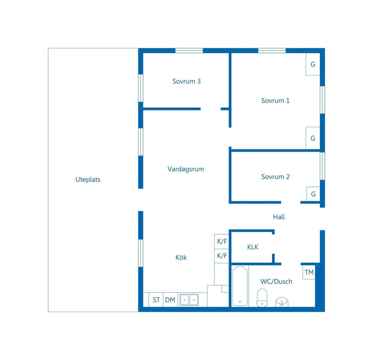 Planritning för Dalbyvägen 7C