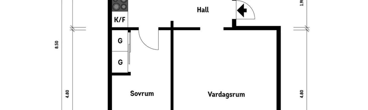 Floor plan for Östanvindsgatan 3B