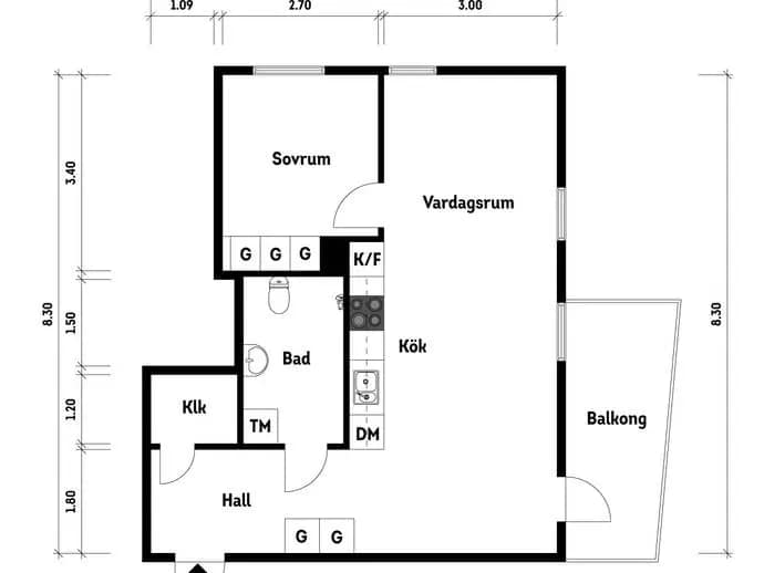 Planritning för Svängrumsgatan 65