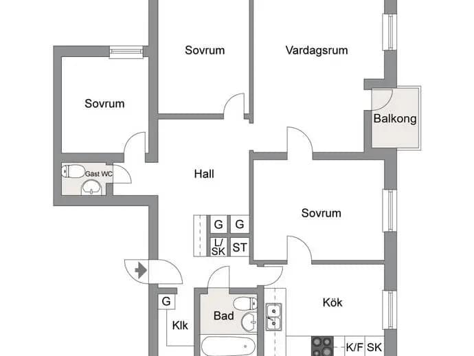 Planritning för Multrågatan 25