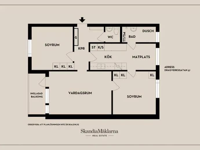 Planritning för Dragverksgatan 57
