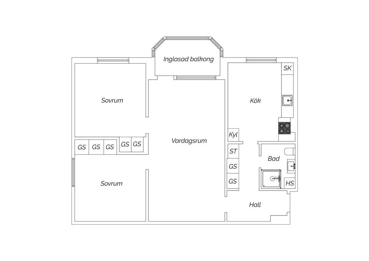 Floor plan for Kronetorpsgatan 52A