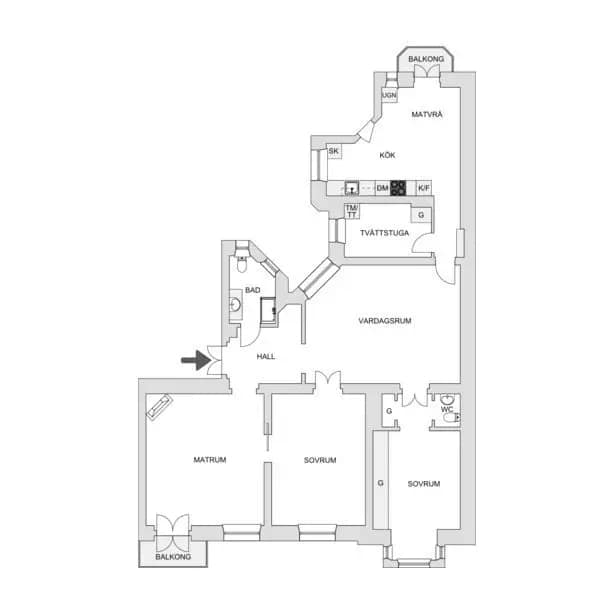 Floor plan for Kanalgatan 28