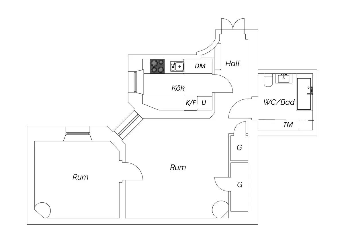 Floor plan for Scheelegatan 4A