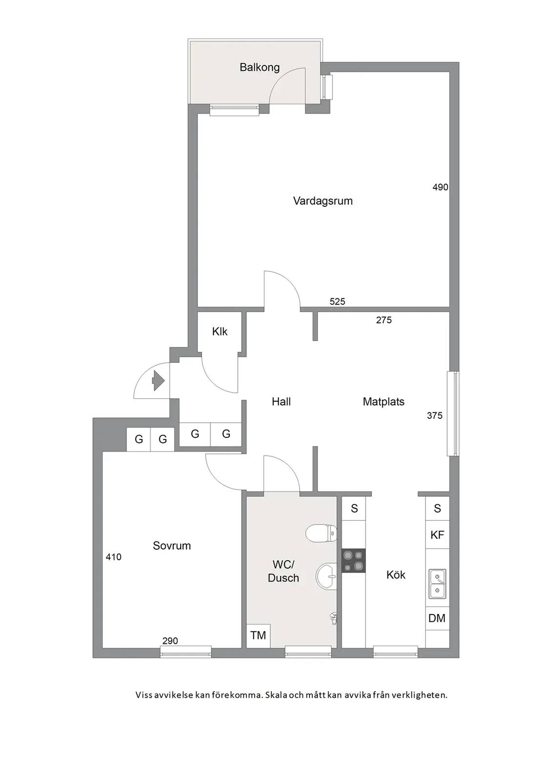 Floor plan for Färgaregatan 14D