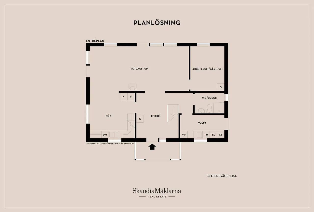 Planritning för Betsedevägen 15A
