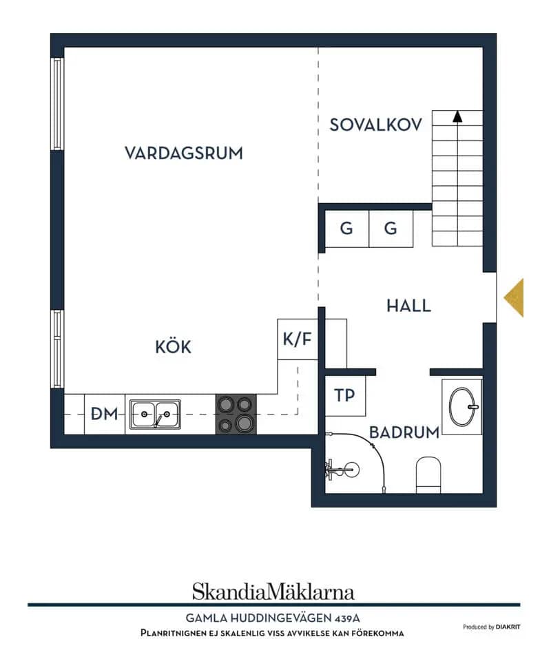 Planritning för Gamla Huddingevägen 439A