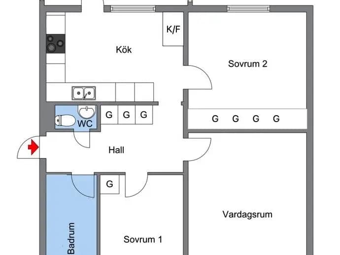 Floor plan for Linvägen 5, 1tr