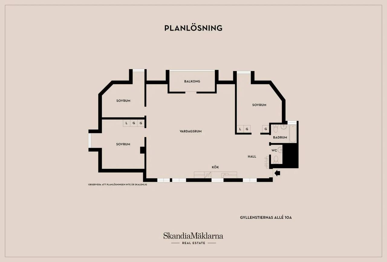 Floor plan for Gyllenstiernas allé 10A