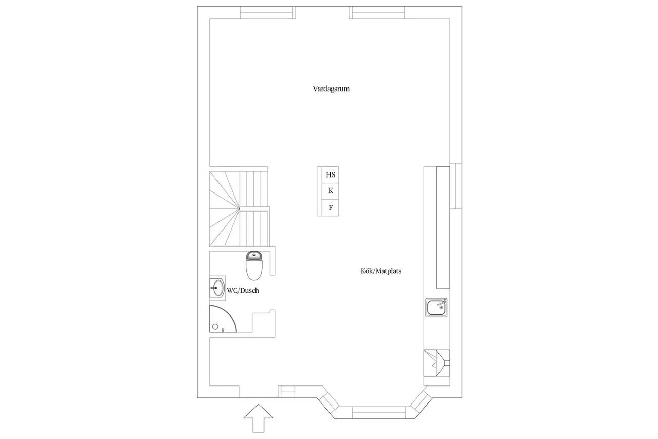 Planritning för Skeppsbyggaregatan 3A