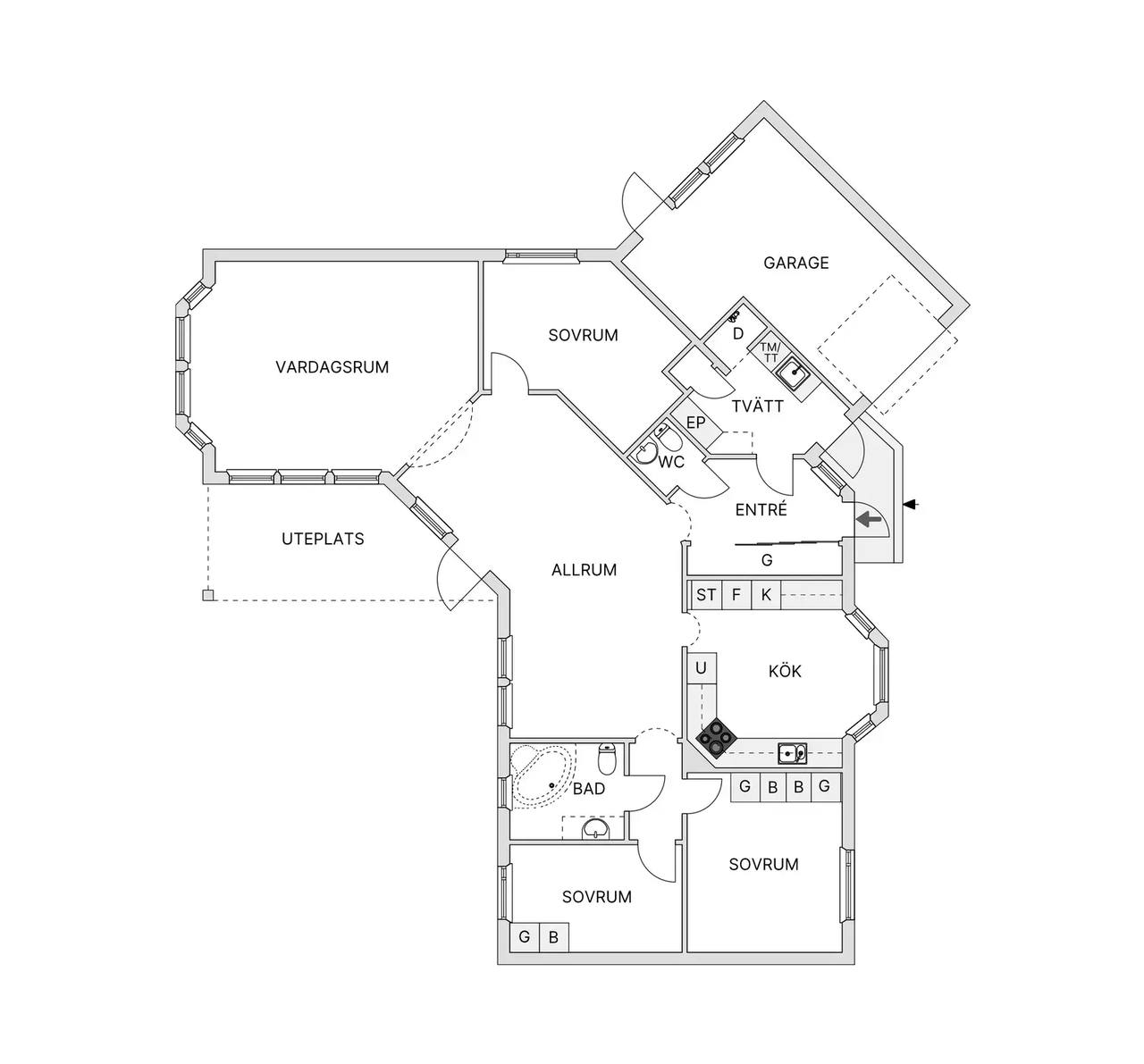 Planritning för Gamla Torslandavägen 16B