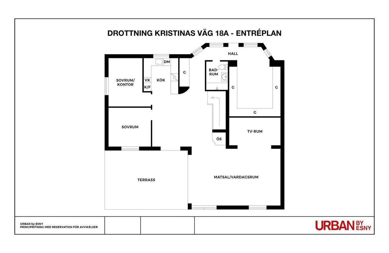 Floor plan for Drottning Kristinas väg 18A