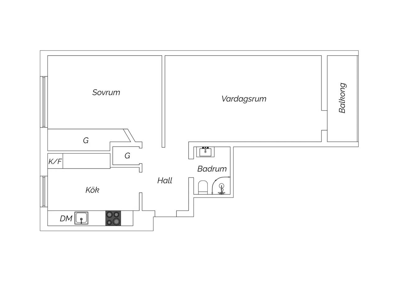Floor plan for Sofierogatan 3C