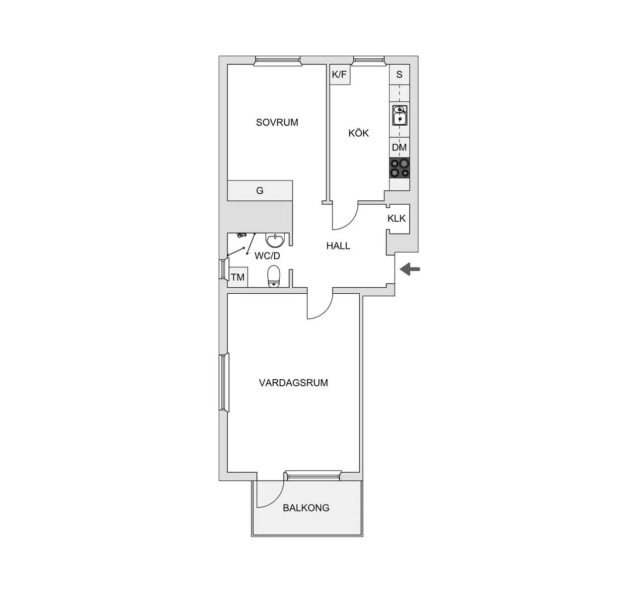 Floor plan for Hornsgatan 12C