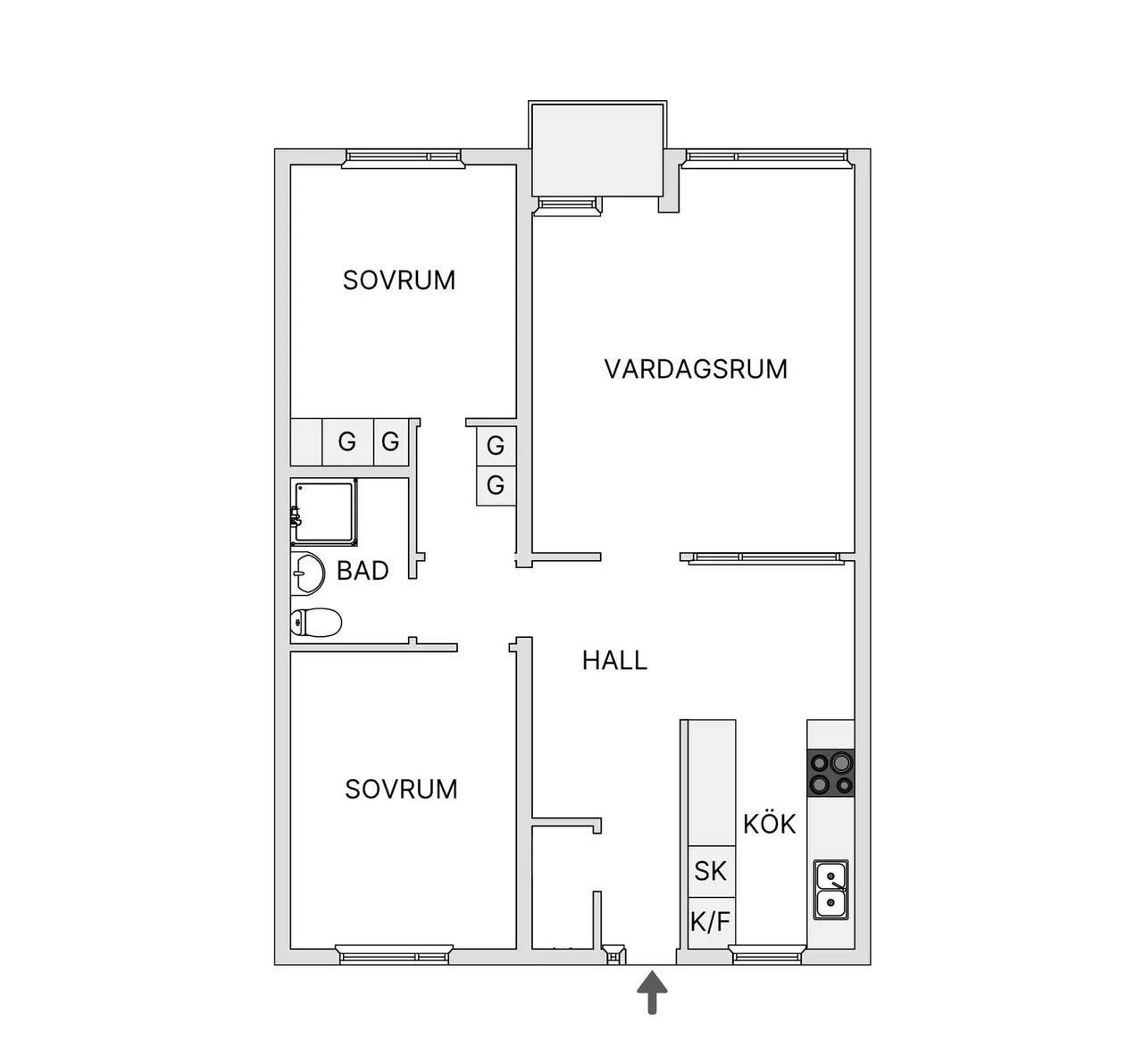 Floor plan for Kvarnkullevägen 6 U