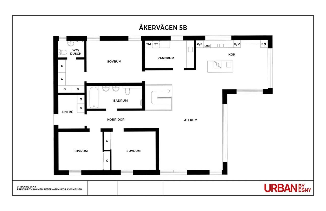 Floor plan for Åkervägen 5B