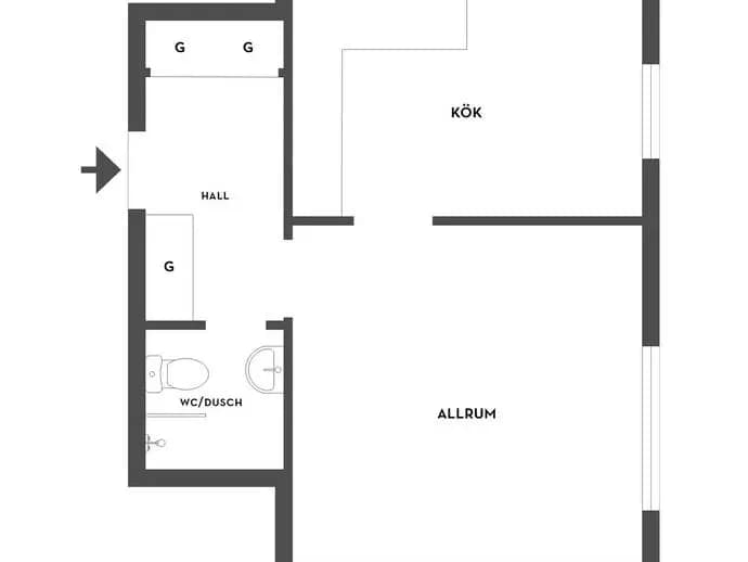 Planritning för Tingstugatan 51B