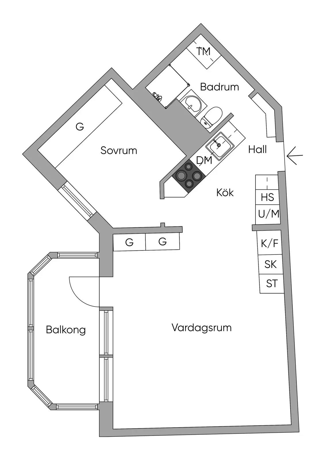 Floor plan for Katrinebergsbacken 24, vån 5