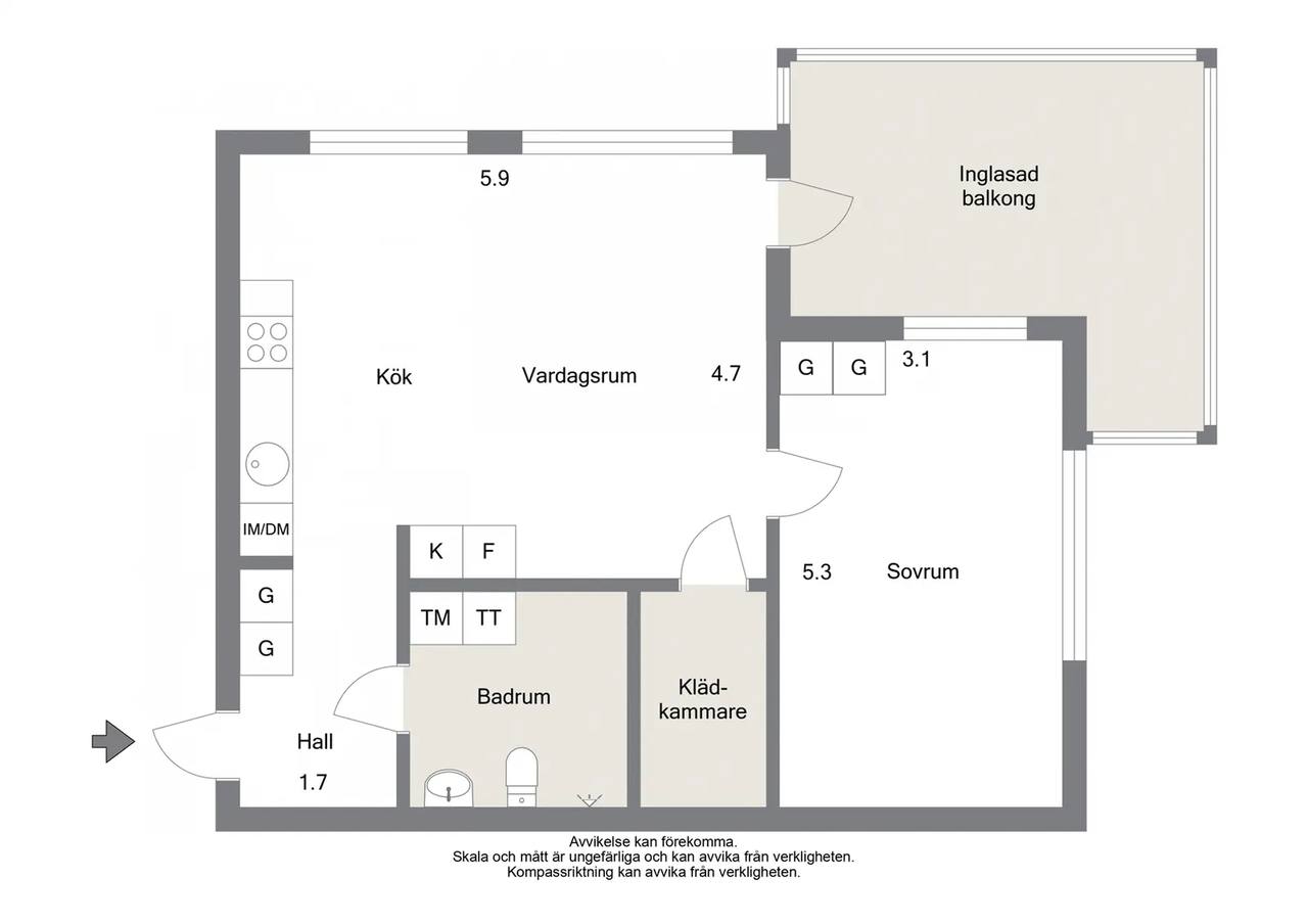 Floor plan for Kajakvägen 3