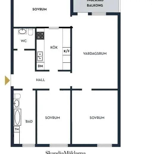 Planritning för Mullbärsstigen 25, 1tr