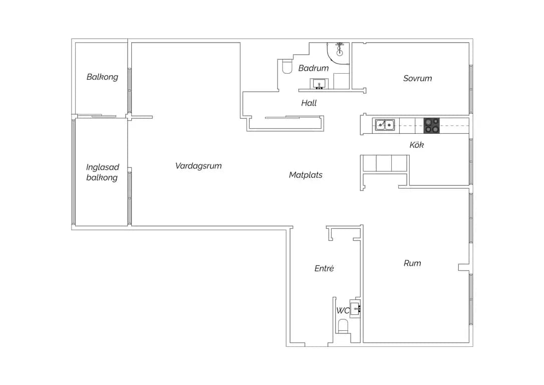 Floor plan for Kyrkogatan 4