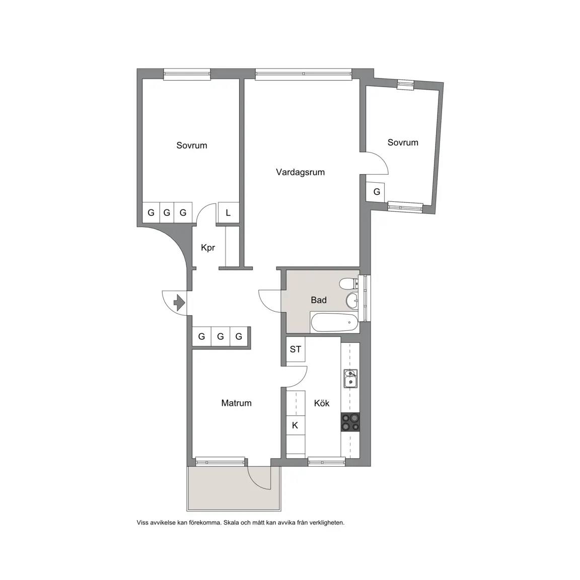 Floor plan for Västra Banvägen 4B