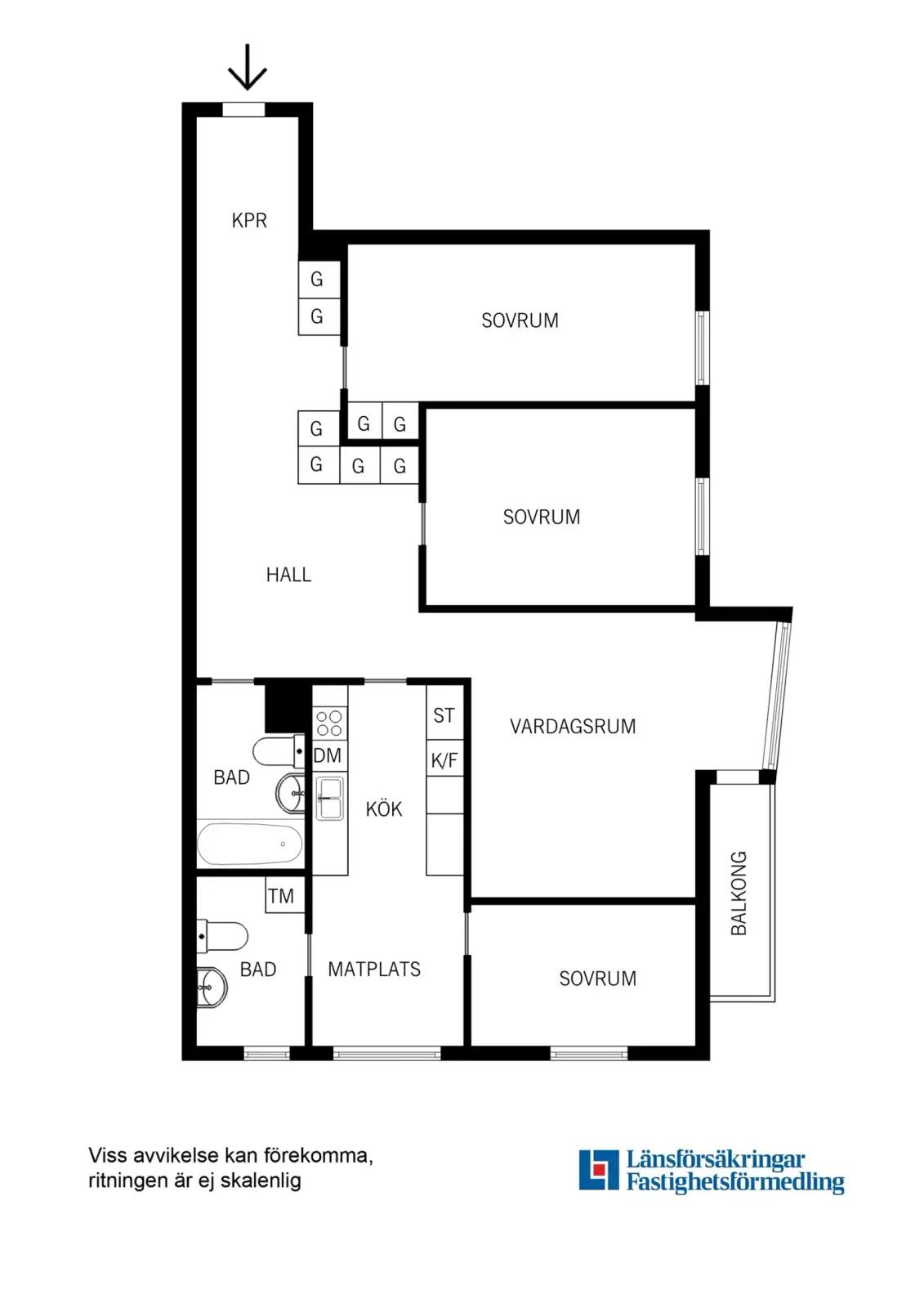 Planritning för Fjärdholmsgränd 9B