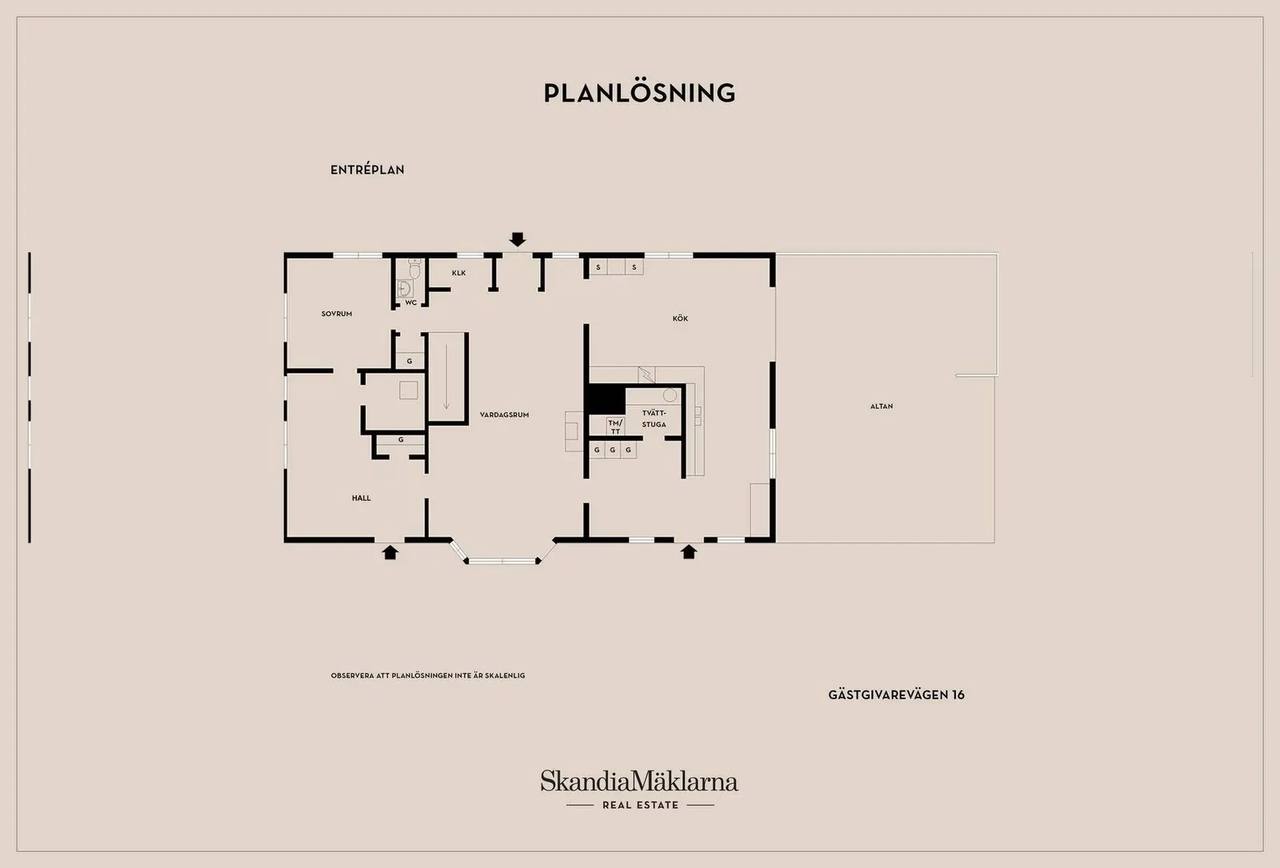 Planritning för Gästgivarevägen 16